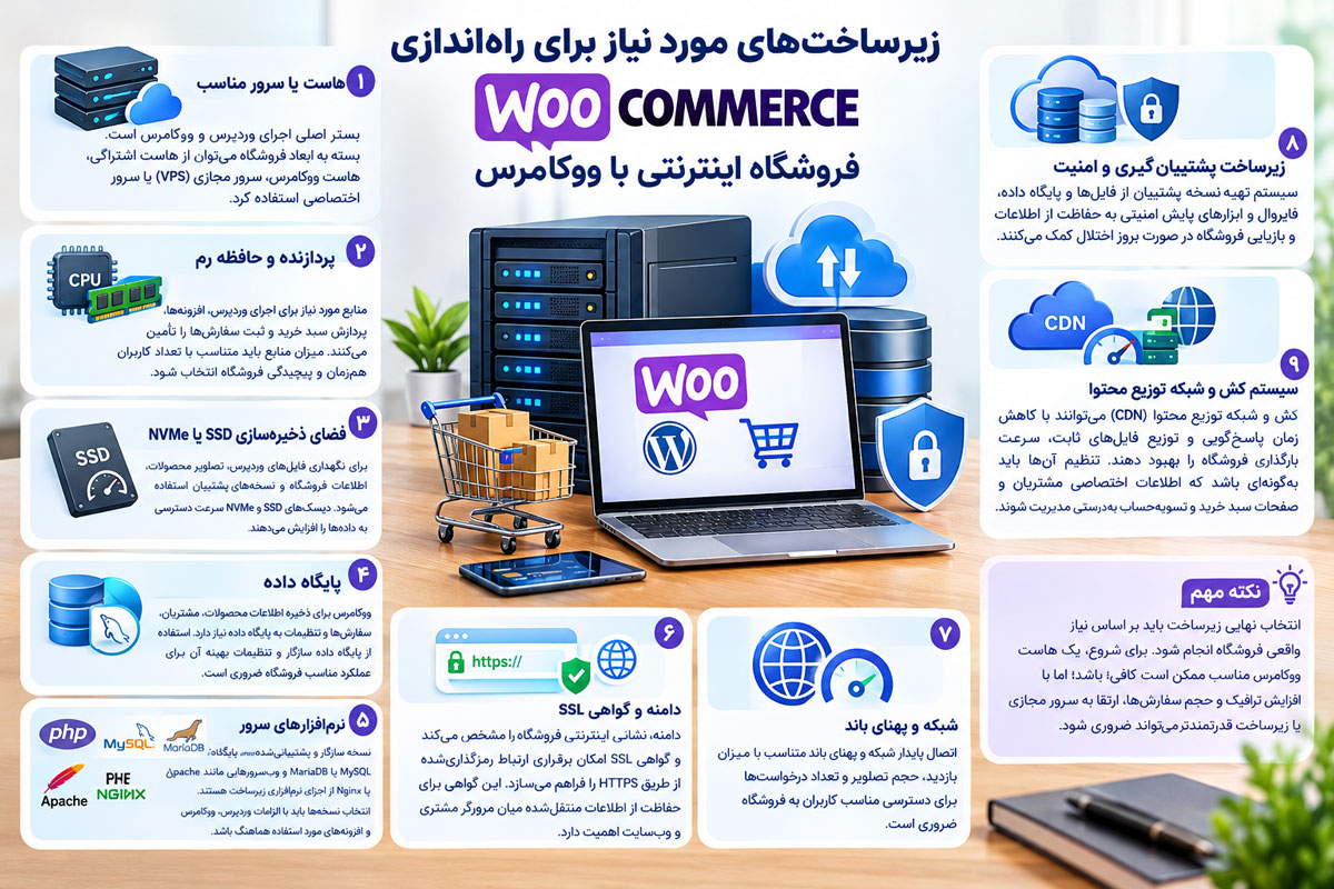 زیرساخت‌های مورد نیاز برای راه‌اندازی ووکامرس